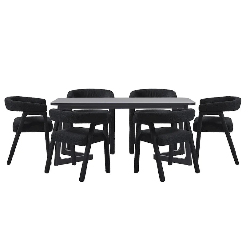 Ensemble de salle à manger Middlebrook 7 pièces en bois massif avec chaises entièrement recouvertes de tissu