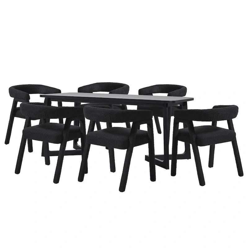 Ensemble de salle à manger Middlebrook 7 pièces en bois massif avec chaises entièrement recouvertes de tissu