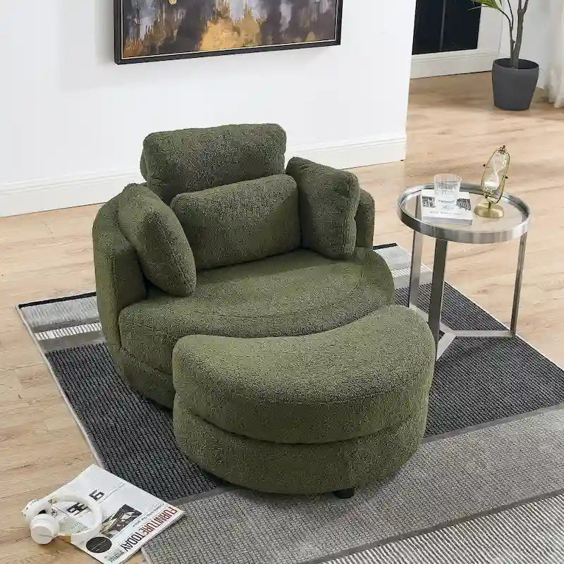 Fauteuil pivotant Green Modern 52 avec repose-pieds de rangement
