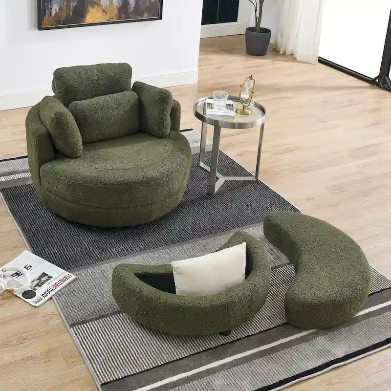 Fauteuil pivotant Green Modern 52 avec repose-pieds de rangement