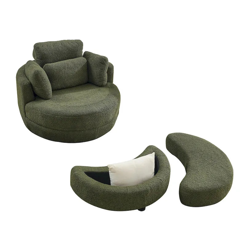 Fauteuil pivotant Green Modern 52 avec repose-pieds de rangement