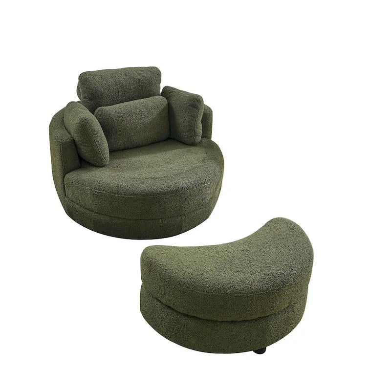 Fauteuil pivotant Green Modern 52 avec repose-pieds de rangement