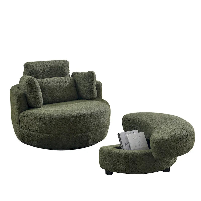 Fauteuil pivotant Green Modern 52 avec repose-pieds de rangement