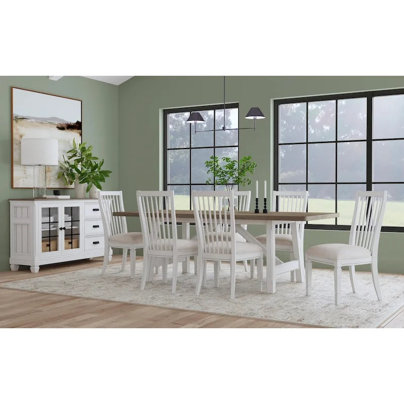Table de salle à manger rectangulaire Melody en bois blanc - 90 x 30 x 42