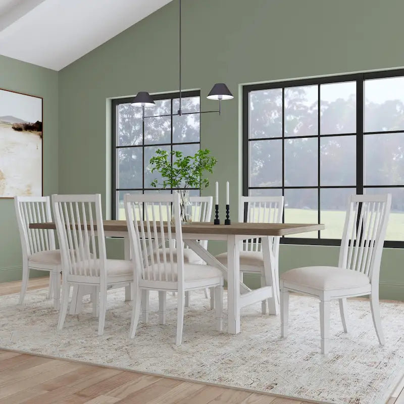 Table de salle à manger rectangulaire Melody en bois blanc - 90 x 30 x 42