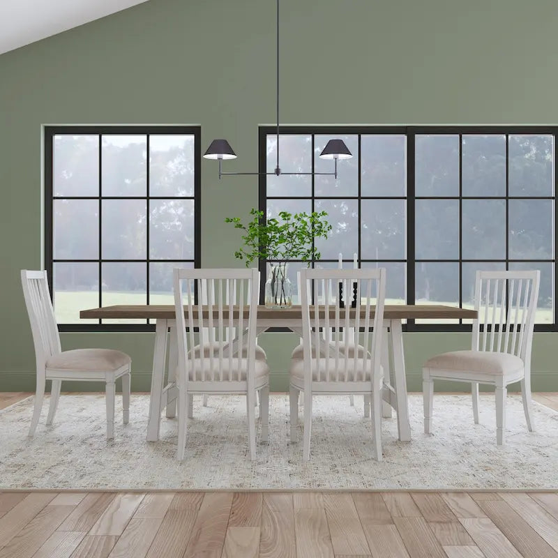 Table de salle à manger rectangulaire Melody en bois blanc - 90 x 30 x 42