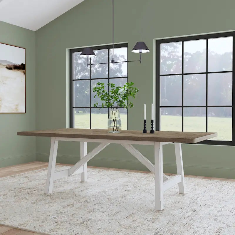 Table de salle à manger rectangulaire Melody en bois blanc - 90 x 30 x 42