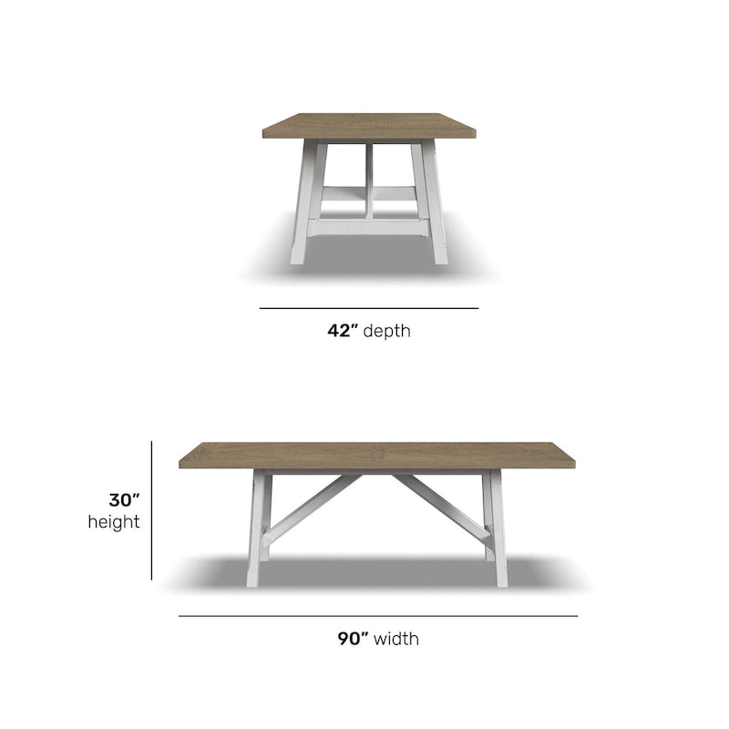 Table de salle à manger rectangulaire Melody en bois blanc - 90 x 30 x 42