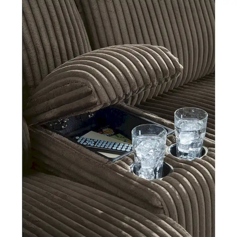 Canapé d'angle inclinable 6 pièces Signature Design by Ashley, marron, avec méridienne - 147 cm (L) x 134 cm (P) x 41 cm (H)