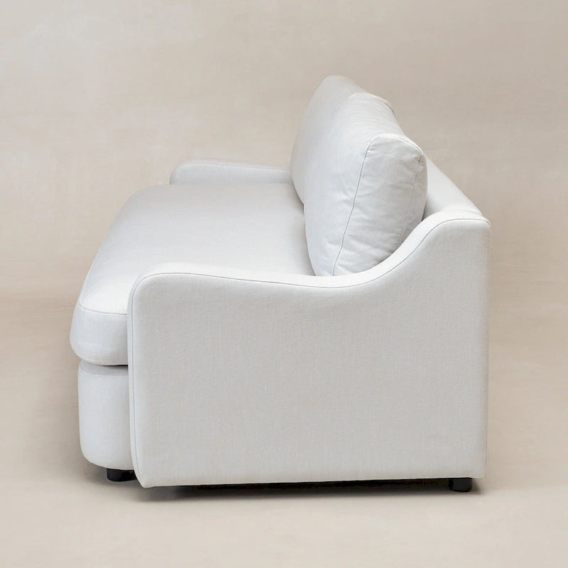 Canapé 3 places KINWELL en lin, assise profonde, coussins réversibles, 90 cm de large