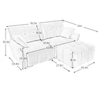 Canapé 2 places en chenille 78,7 avec pouf, design minimaliste et coussins haute résilience