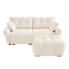 Canapé 2 places en chenille 78,7 avec pouf, design minimaliste et coussins haute résilience