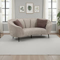 Zui Curved Loveseat, 84 Inch Beige, Round Design, 2 Accent Pillows