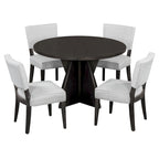 Table de salle à manger ronde 5 pièces avec 4 chaises rembourrées