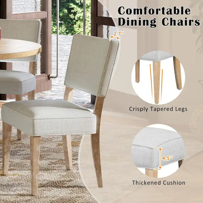 Table de salle à manger ronde 5 pièces avec 4 chaises rembourrées