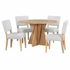 Table de salle à manger ronde 5 pièces avec 4 chaises rembourrées