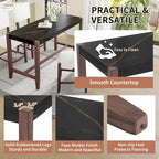 Ensemble de salle à manger 5 pièces comprenant une table de bar haute, une table de bar en faux marbre et 4 chaises à assise rembourrée.