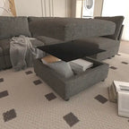 Canapé d'angle modulaire 4 places en forme de U gris 123 avec poufs de rangement
