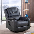 Black Power Recliner Chair, with Massage, Heating, USB Ports, Phone Holder, and Side Pockets, Adjustable Recline up to 139