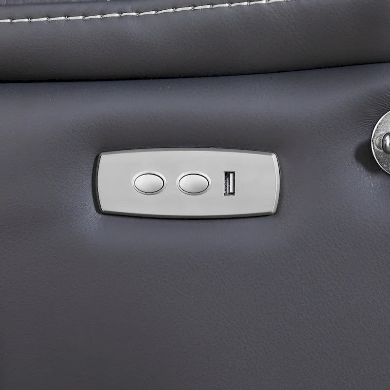 Fauteuil inclinable électrique noir, avec massage, chauffage, ports USB, support pour téléphone et poches latérales, inclinaison réglable jusqu'à 139°.