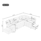 Canapé d'angle 4 places en forme de L (91,73 po) avec 2 poufs dissimulés, 2 coussins lombaires amovibles et revêtement en chenille durable.