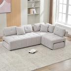Canapé d'angle 4 places en forme de L (91,73 po) avec 2 poufs dissimulés, 2 coussins lombaires amovibles et revêtement en chenille durable.