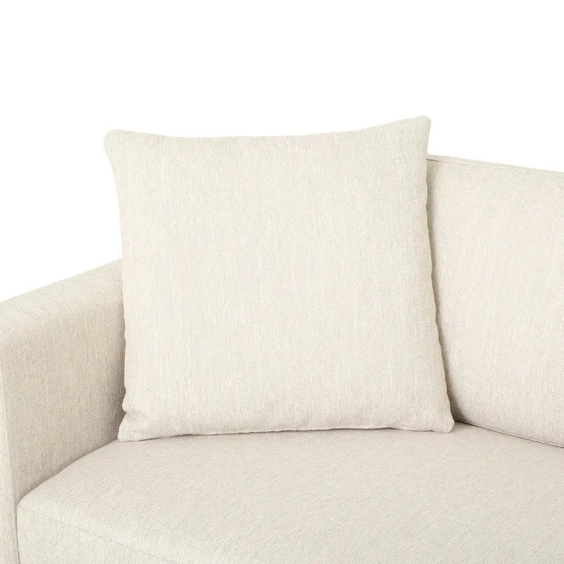 Canapé 3 places beige moderne 101 avec pieds en bois et deux coussins pour salon