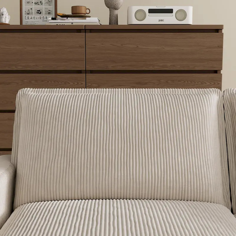 Canapé 4 places classique moderne en velours côtelé 103 avec assise profonde et 4 coussins