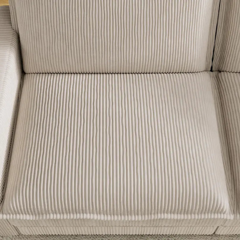 Canapé 4 places classique moderne en velours côtelé 103 avec assise profonde et 4 coussins