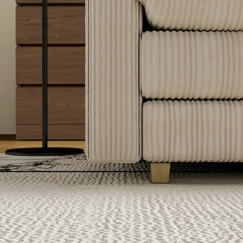 Canapé 4 places classique moderne en velours côtelé 103 avec assise profonde et 4 coussins