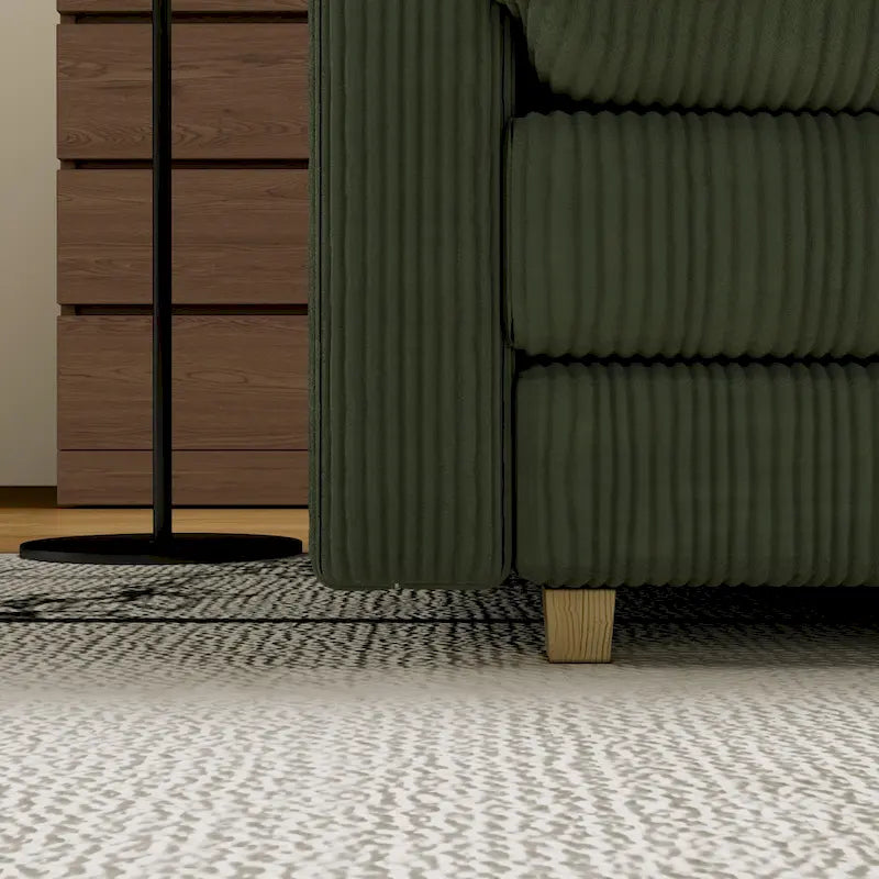 Canapé 4 places classique moderne en velours côtelé 103 avec assise profonde et 4 coussins