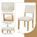 Ensemble de salle à manger 5 pièces en bois de style campagnard avec table ronde et 4 chaises rembourrées en tissu aspect laine d'agneau