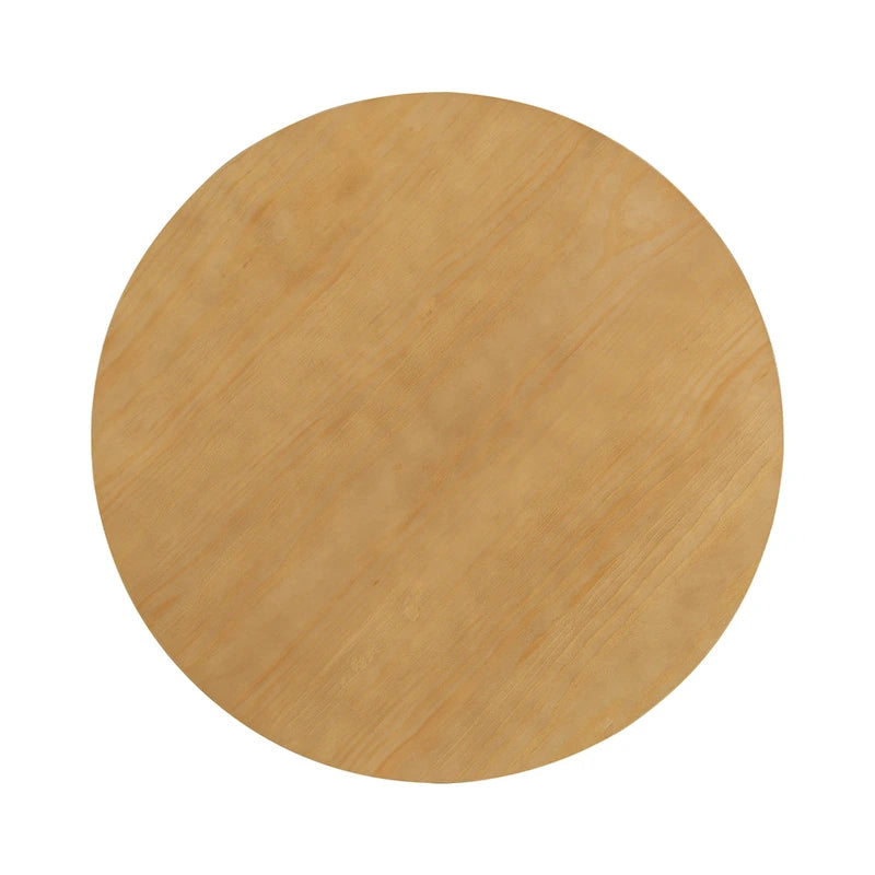 Ensemble de salle à manger 5 pièces en bois de style campagnard avec table ronde et 4 chaises rembourrées en tissu aspect laine d'agneau