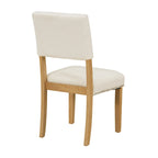 Ensemble de salle à manger 5 pièces en bois de style campagnard avec table ronde et 4 chaises rembourrées en tissu aspect laine d'agneau