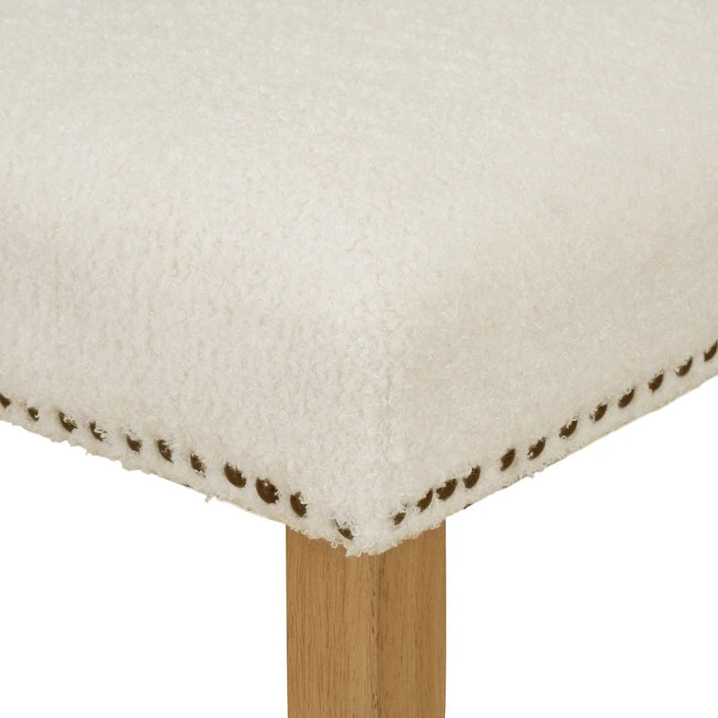 Ensemble de salle à manger 5 pièces en bois de style campagnard avec table ronde et 4 chaises rembourrées en tissu aspect laine d'agneau