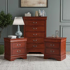 Ensemble de table de chevet et commode 3 pièces en bois massif Devi de Furniture of America