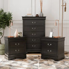 Ensemble de table de chevet et commode 3 pièces en bois massif Devi de Furniture of America