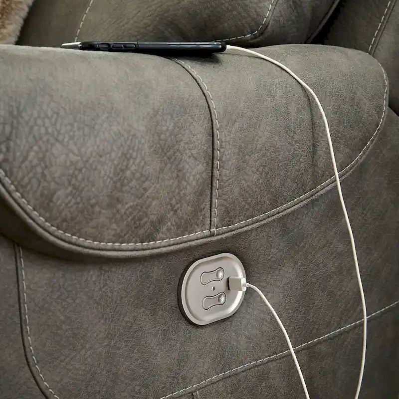 Canapé d'angle inclinable électrique 7 pièces Starbot gris de Signature Design by Ashley - 112 cm (L) x 112 cm (P) x 42 cm (H)