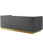 Canapé en velours capitonné à canaux verticaux Silver Orchid Perez