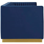 Canapé en velours capitonné à canaux verticaux Silver Orchid Perez