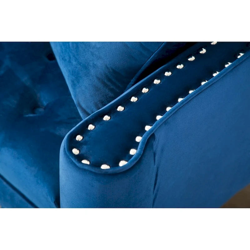 Canapé moderne capitonné en tissu avec pouf