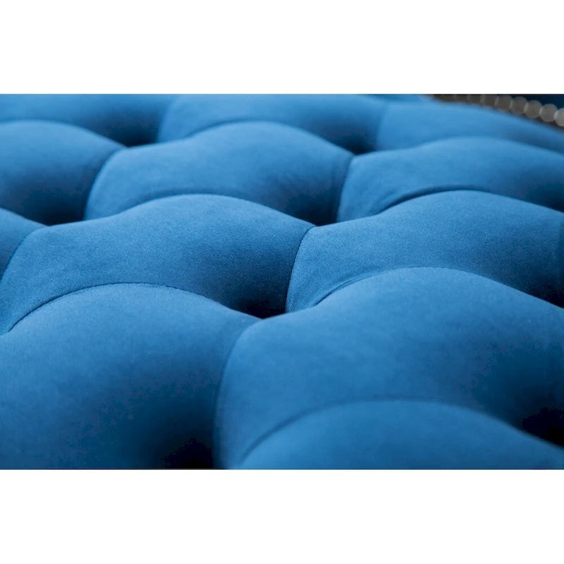 Canapé moderne capitonné en tissu avec pouf