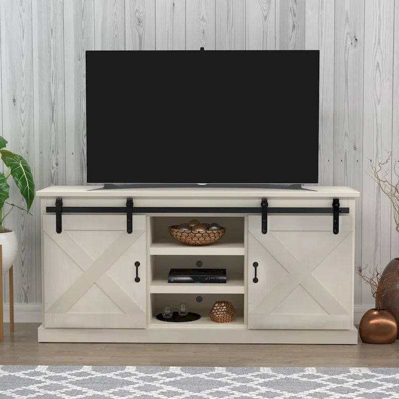 Meuble TV en bois de style ferme Sycamore Rise de Gray Barn, 66 pouces