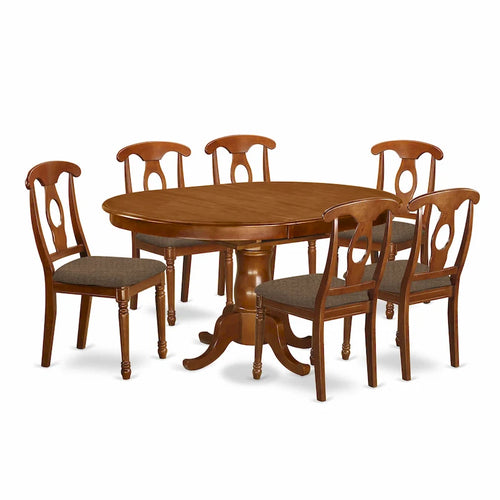 Ensemble de table de cuisine 7 pièces East West Furniture comprenant une table à manger ovale et des chaises robustes, couleur marron selle (options de type de siège)