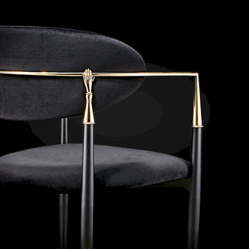 Chaise de salle à manger Roubi en acier inoxydable doré