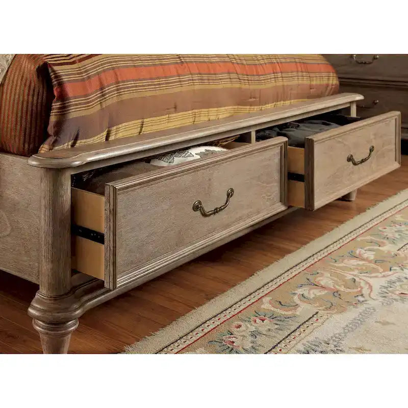 Lit plateforme Wury en bois massif gris rustique à 2 tiroirs de Furniture of America