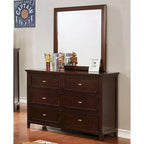 Commode Wese Transitional en bois massif de 56 pouces de large et 6 tiroirs, par Furniture of America