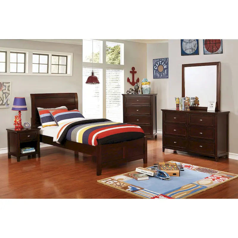 Commode Wese Transitional en bois massif de 56 pouces de large et 6 tiroirs, par Furniture of America