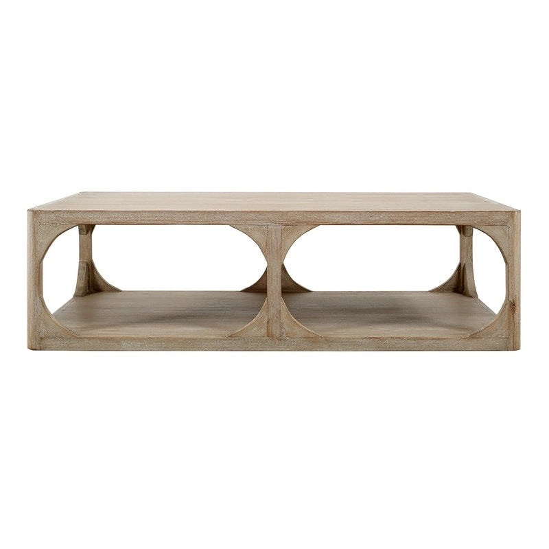 Artissance Reclaimed Wood Peking Ming Coffee Table, Small, 55 Inch Long, Weathered White Wash