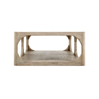 Table basse Artissance Peking Ming en bois recyclé, petit modèle, 140 cm de long, finition blanchie vieillie.